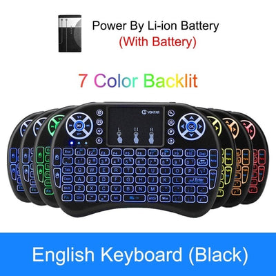 VONTAR i8 keyboard backlit English Russian Spanish Air Mouse 2.4GHz Wireless Keyboard Touchpad Handheld for TV BOX Android X96