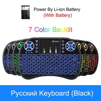 VONTAR i8 keyboard backlit English Russian Spanish Air Mouse 2.4GHz Wireless Keyboard Touchpad Handheld for TV BOX Android X96