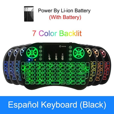 VONTAR i8 keyboard backlit English Russian Spanish Air Mouse 2.4GHz Wireless Keyboard Touchpad Handheld for TV BOX Android X96