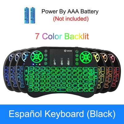 VONTAR i8 keyboard backlit English Russian Spanish Air Mouse 2.4GHz Wireless Keyboard Touchpad Handheld for TV BOX Android X96
